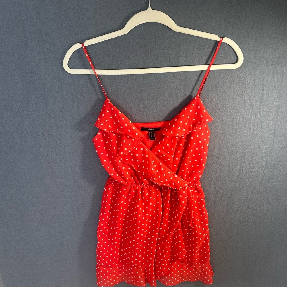 Forever 21 Red Dress with White Dots Size Small